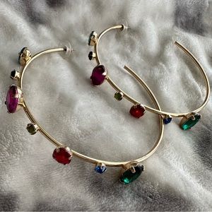 Rainbow Jewel Hoop Earrings